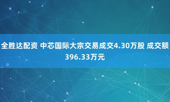全胜达配资 中芯国际大宗交易成交4.30万股 成交额396.33万元